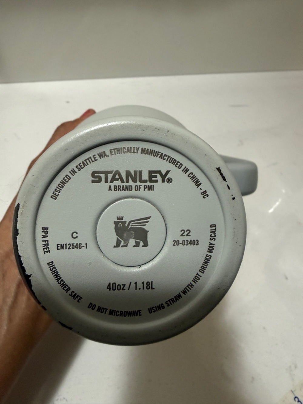 Stanley Light Gray Insulated Travel Mug with Handle and Straw - Picture 10 of 10